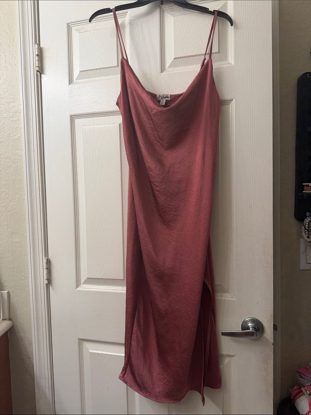J for Justify Dusty Rose Cowl Neck Slip Midi Dress